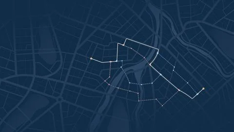 Multiple jogging trails with start finish markers and route Stock Illustration