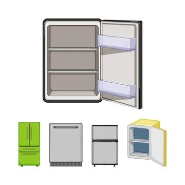 Multiple kitchen refrigerators and fridges appliance illustration set Stock Illustration