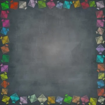 Multiple kite border on chalkboard Stock-Illustration