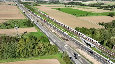 Multiple lane highway - aerial view Stock-Footage 250951301