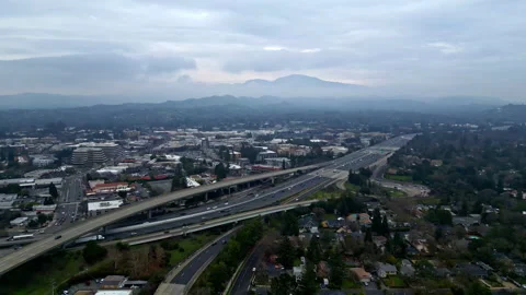 Multiple lane highway with overpass bridge in city area, San Francisco. Stock Footage 265386006