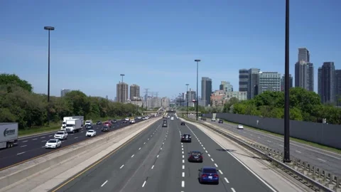 Multiple lane highway in Toronto Stock Footage 133849801