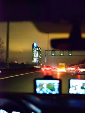 Multiple lane traffic highway direction Belgian coast to Brussels Stock Photos