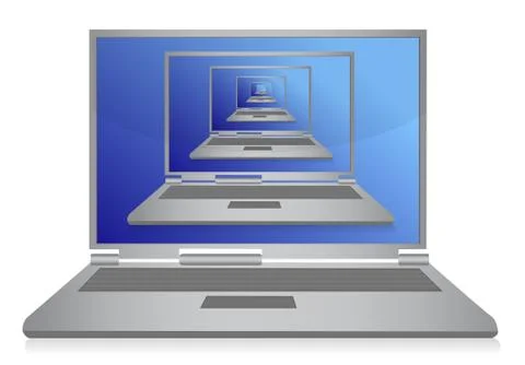 Multiple laptops inside one illustration design on white Stock Illustration