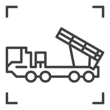Multiple Launch Rocket System Vehicle vector concept line icon Illustrazione stock