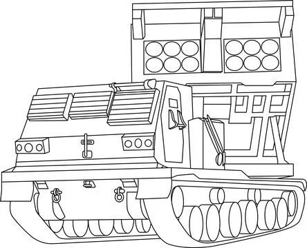 Multiple launch rocket systems. Military truck. Equipment for the war Stock Illustration