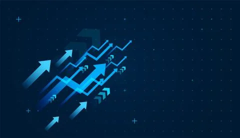 Multiple layered blue arrows represent momentum and progress, Group of blue.. Stock Illustration