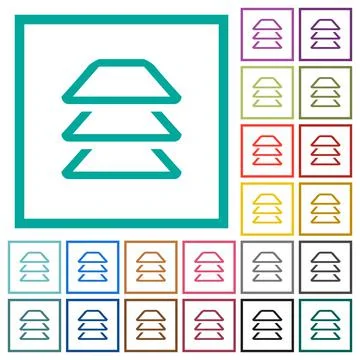Multiple layers flat color icons with quadrant frames 스톡 일러스트