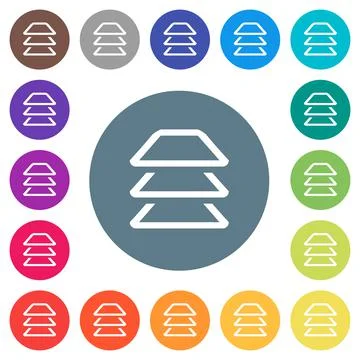 Multiple layers flat white icons on round color backgrounds Stock Illustration