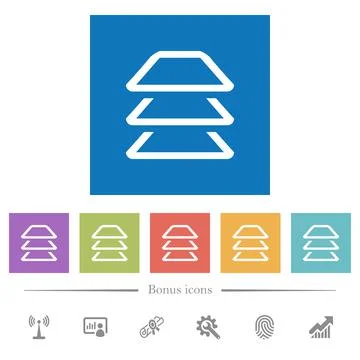 Multiple layers flat white icons in square backgrounds イラスト素材
