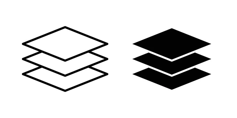 Multiple Layers icon pack with silhouette and stroke web icons Illustrazione stock