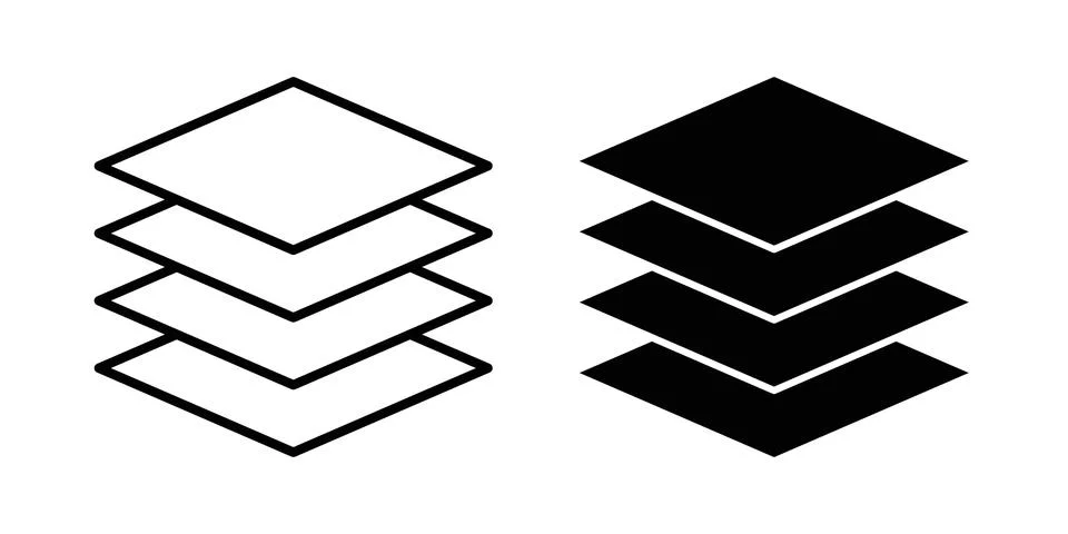 Multiple Layers icon symbol. Flat and Stroke Vector illustration Stock Illustration