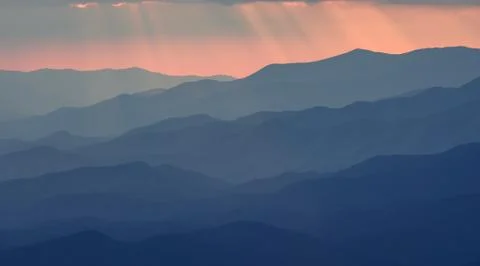 Multiple Layers of Mountains In Blue Ridge Stockfoto's