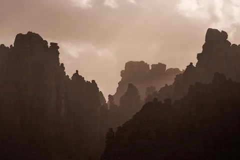 Multiple layers of mountains in Dish Valley 스톡 사진