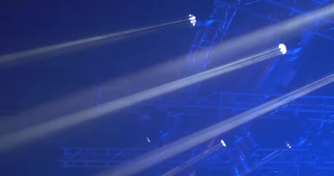 Multiple led stage lights with light beams Stock Footage 129852095