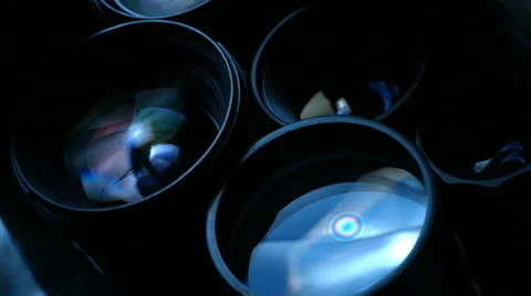 Multiple lens in low key. Blackmagic 4k camera footage Stock Footage 64349786
