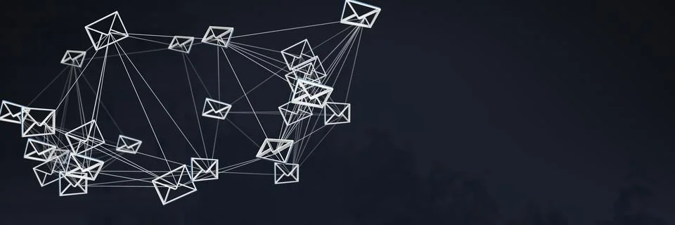 Multiple letter symbol connected by themself against blue background concept Stock Photos