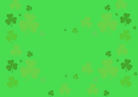 Multiple light and dark green clover pattern on green background Stock Illustration
