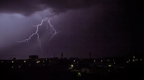Multiple lightning strikes during thunderstorms Stock Footage 40513072
