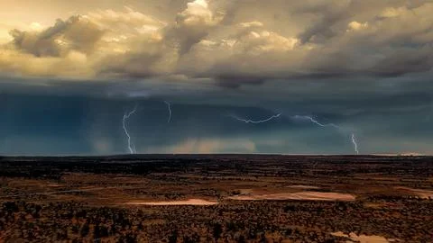 Multiple Lightning Strikes in the Outback Stock Photos