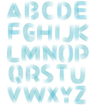 Multiple lines alphabet.Art font. Stock Illustration