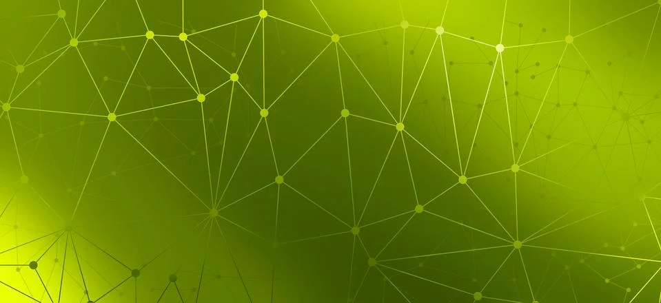 Multiple lines connected by dots against a green background Illustrazione stock