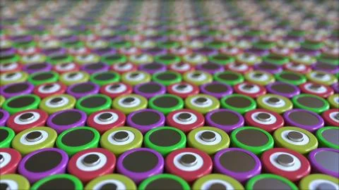 Multiple lithium-ion batteries for portable electronics. 3D rendering Stock Illustration
