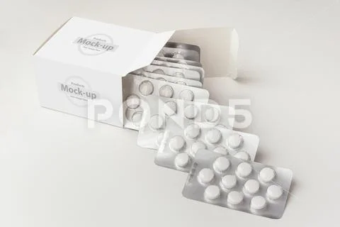 Multiple Loafs of Tablets Getting Out Form the Box mock-up series PSD Template