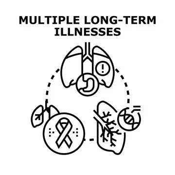Multiple long term illnesses concept medical illustration Stock Illustration