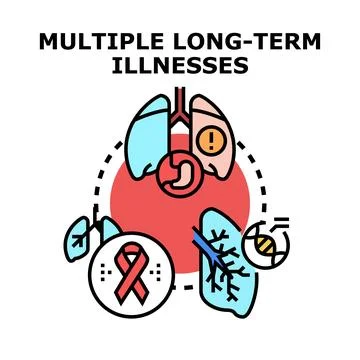 Multiple long term illnesses concept medical illustration Stock Illustration