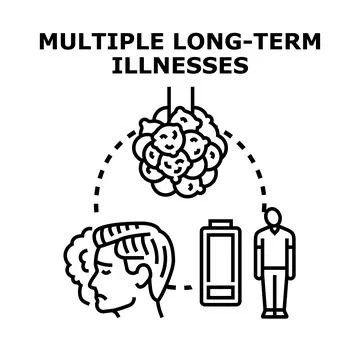 Multiple long term illnesses concept displaying chronic health issues Stock Illustration