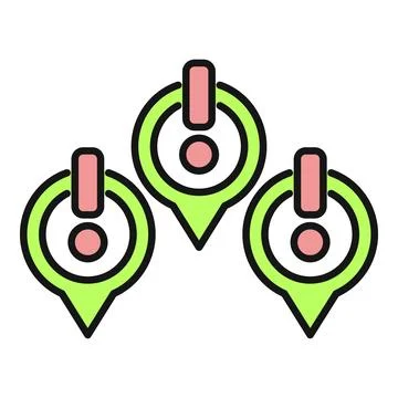 Multiple map location markers showing warning alerts 스톡 일러스트