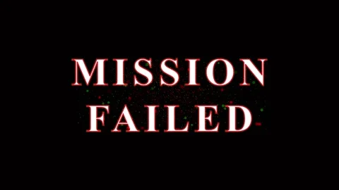 Multiple Mission Failed Text Over Black Background Cinematic Motion With Re.. Stock Footage 344037154