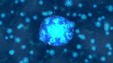 Multiple Mitosis Process of Cells happening in Dark Space 動画素材 127757344