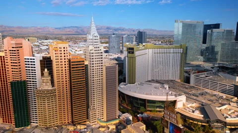 Multiple modern high-rise beautiful hotels in Las Vegas, Nevada, USA. Stock Footage 318224850