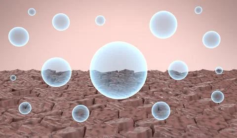 Multiple Moisture Bubbles over Dry Damaged Skin - 3d illustration Stock Illustration