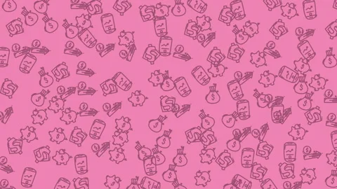 Multiple money related objects like bags, piggy banks, and dollar symbols Stock Footage 327949228