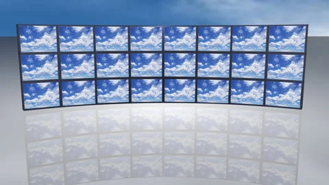 Multiple Monitors Reflecting Clouds Stock Footage 327609598