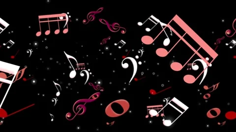 Multiple music notes appear and rise in this video clip, alpha channel Stock Footage 280299649