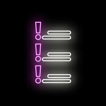 Multiple neon exclamation marks next to text lines Stock Illustration