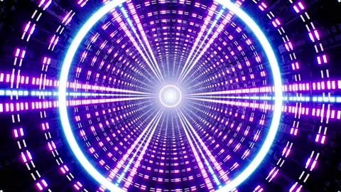 Multiple Neon Light Lamp VJ Tunnel Stock Footage 202237608