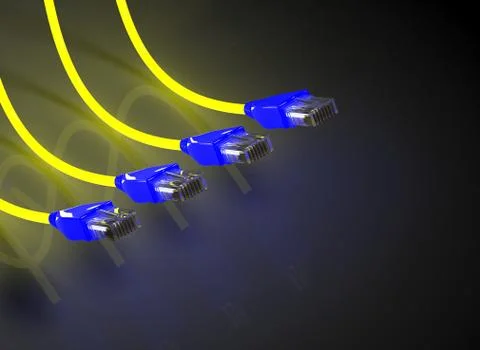 Multiple network cables on black background Stockillustratie