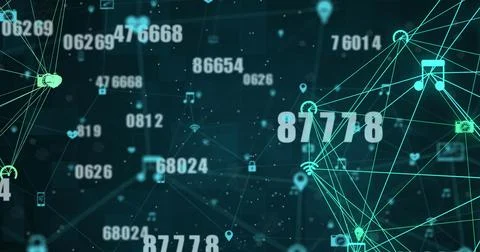 Multiple numbers changing against globe of network of connections Stock Illustration