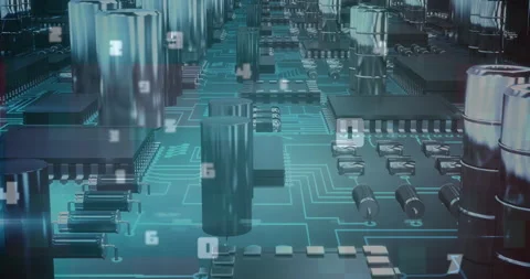 Multiple numbers changing against microprocessor connections Video stock 141701686