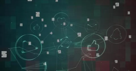 Multiple numbers changing against network of connections on green background Stock Illustration