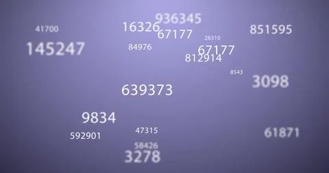 Multiple numbers changing against purple background Stock Illustration