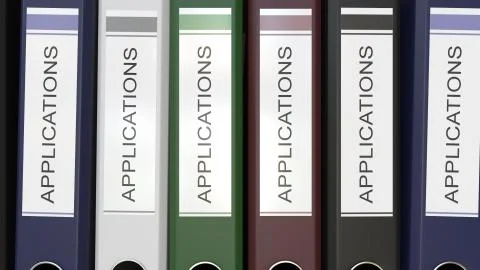 Multiple office folders with Applications text labels 3D rendering Illustrazione stock
