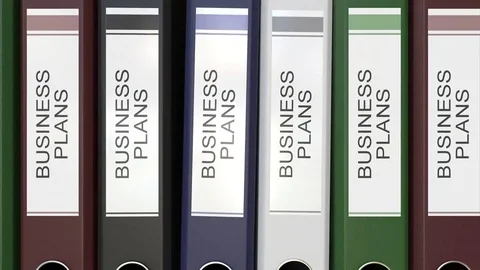 Multiple office folders with Business plans text labels 3D rendering different Stock Footage 74506012