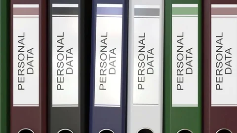 Multiple office folders with Personal data text labels 3D rendering Stock Footage 74509571