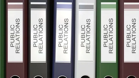Multiple office folders with Public relations text labels 3D rendering Stock Footage 74510460